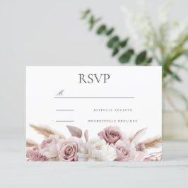 Ontwerper Boho Blush Bloemen Huwelijk RSVP Kaartje