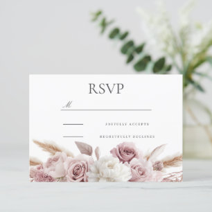 Ontwerper Boho Blush Bloemen Huwelijk RSVP Kaartje
