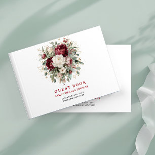 Ontwerper Boho Burgundy Bloemen Groene Tuintjes Go Gastenboek
