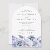 Ontwerper Boog Stof Blauw Bloem Bruiloft Kaart (Voorkant)