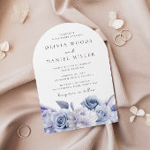 Ontwerper Boog Stof Blauw Bloem Bruiloft Kaart