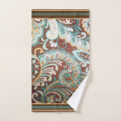 Ontwerper Brocade in bruin, Blauwgroen en goud Bad Handdoek (Handdoek)