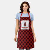 Ontwerper Buffalo Plaid Boom Aangepaste Naam Koken Schort (Gedragen)