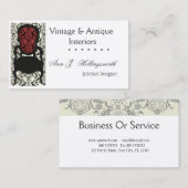 Ontwerper Decorator Victoriaans Damask Floral Stoe Visitekaartje (Voorkant / Achterkant)