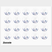 Ontwerper Dusty Blue Floral Wedding Ronde Sticker (Vel)