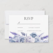 Ontwerper Dusty Blue Floral Wedding RSVP Kaartje (Voorkant)