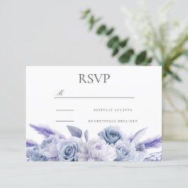Ontwerper Dusty Blue Floral Wedding RSVP Kaartje