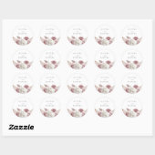 Ontwerper Dusty Pink Floral Wedding Ronde Sticker (Vel)