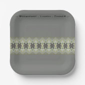 Ontwerper Floral Accented Gray Square Papieren Bordje (Voorkant)