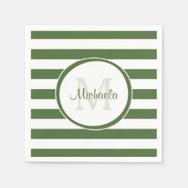Ontwerper Forest Green Stripes Patroon Party Naam Servetten
