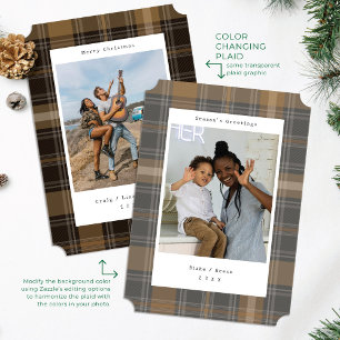 Ontwerper geruite kleur veranderende foto vakantie feestdagenkaart