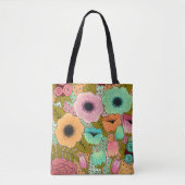 Ontwerper geschilderde bloemen schilderij stof tote bag (Voorkant)