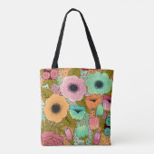 Ontwerper geschilderde bloemen schilderij stof tote bag (Achterkant)