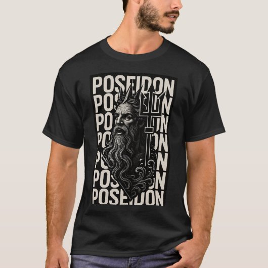 Ontwerper Griekse god Poseidon T-shirt (Voorkant)