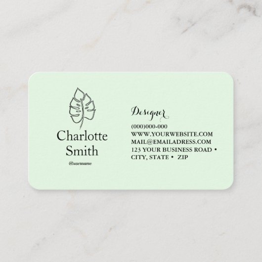 Ontwerper groen gepersonaliseerd Visitekaartje (Achterkant)