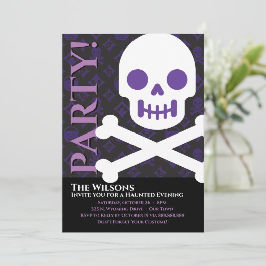 Ontwerper Halloween, Bold Skull Kaart (Staand voorkant)