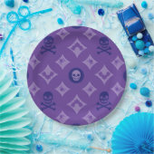 Ontwerper Halloween, Louis V Mode Schedel Patroon Papieren Bordje (Feest)
