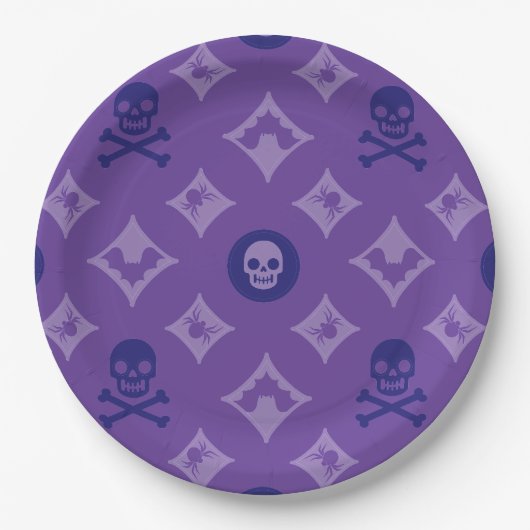 Ontwerper Halloween, Louis V Mode Schedel Patroon Papieren Bordje (Voorkant)