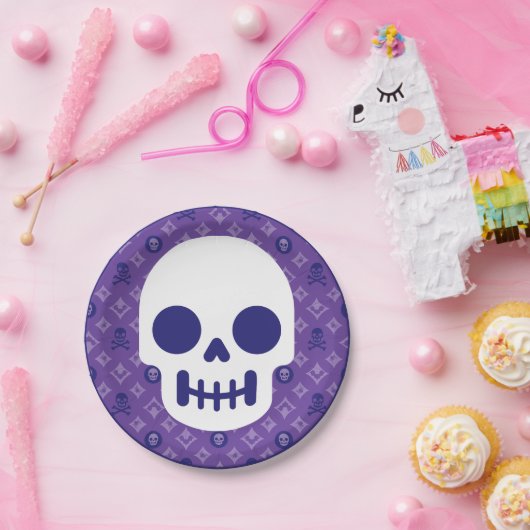 Ontwerper Halloween, Vuitton Skulls Papieren Bordje (Feest)