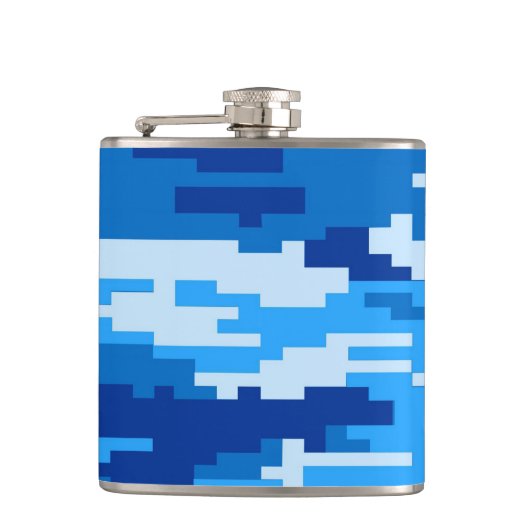 Ontwerper Hip Flask - 8-bits Navy Blue Camo Heupfles (Voorkant)