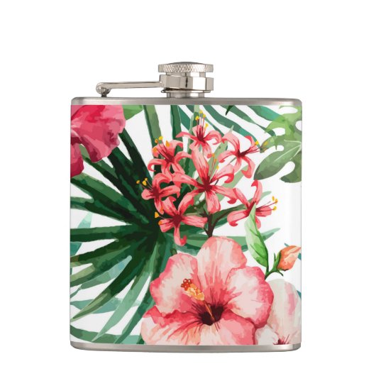 Ontwerper Hip Flask - Hibiscus Green Heupfles (Voorkant)