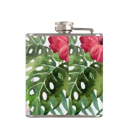 Ontwerper Hip Flask - Hibiscus Green Heupfles (Achterkant)