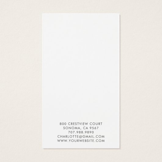 Ontwerper juwelen Ketting Script Display Card Visitekaartje (Achterkant)