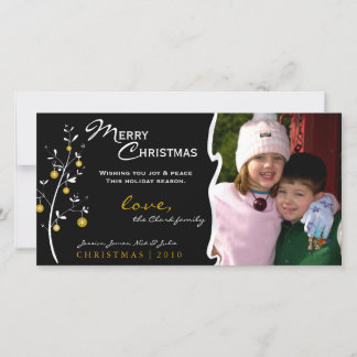 Ontwerper kerstboomfotokaart feestdagenkaart