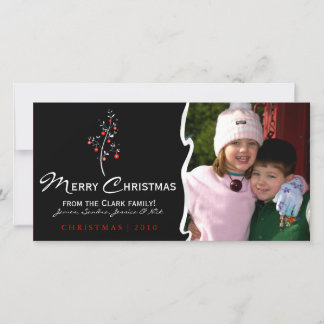 Ontwerper kerstboomfotokaart feestdagenkaart