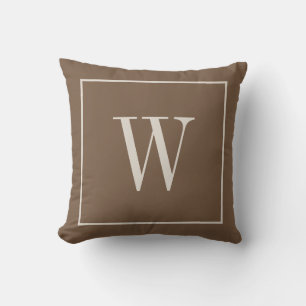 Ontwerper Monogram Eerste Toffee Bruin & Ivoor Kussen