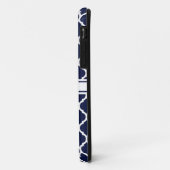 Ontwerper Navy Monogrammed Moroccan Lattice Patter Case-Mate iPhone Case (Achterkant/links)