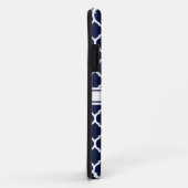 Ontwerper Navy Monogrammed Moroccan Lattice Patter Case-Mate iPhone Case (Achterkant/rechts)