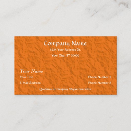 Ontwerper Oranje Visitekaartjes van ruw papier (Voorkant)