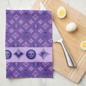 Ontwerper Paarse Halloween, Chic LV Schedelpatroon Theedoek (Quarter Fold)