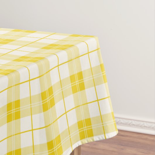 Ontwerper plaid patroon citroen geel en wit tafelkleed (Voorbeeld)