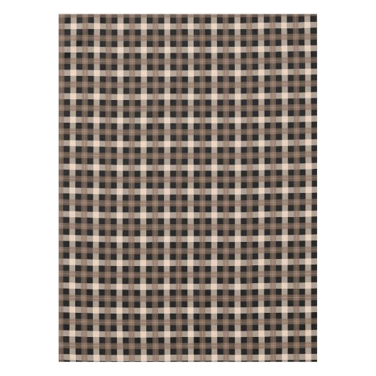 Ontwerper plaid / tartan patroon bruin en zwart tafelkleed (Voorkant)