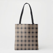 Ontwerper plaid / tartan patroon bruin en zwart tote bag (Voorkant)