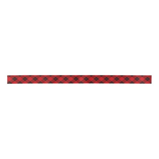 Ontwerper plaid / tartan patroon rood en zwart satijnen lint (Voorkant)