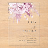 Ontwerper Rozen Rozen bruiloft Acryl Uitnodigingen (Voorkant)