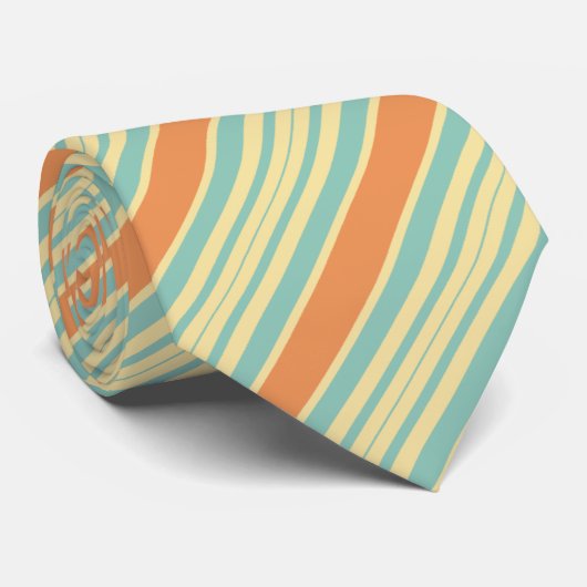 Ontwerper Striped Stropdas Oranje Blue Stripes kle (Opgerold)