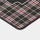 Ontwerper Tartan Plaid Tan Wit Rood Zwart Monogram Bureaumat (Hoek)