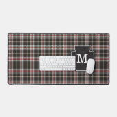 Ontwerper Tartan Plaid Tan Wit Rood Zwart Monogram Bureaumat (Keyboard & Muis)