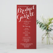 Ontwerper tekst rode bruiloft programma programmakaart (Staand voorkant)