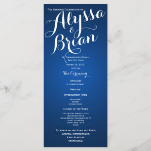 Ontwerper Tekst Sapphire Blue Wedding Programma Programmakaart