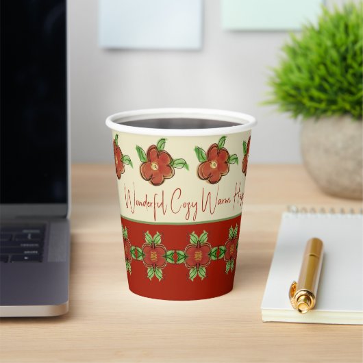 Ontwerper Thanksgiving Oranje Floral Papieren Bekers (Insitu)