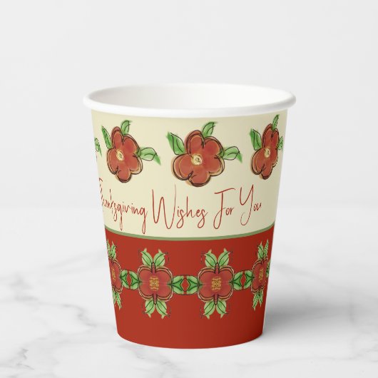 Ontwerper Thanksgiving Oranje Floral Papieren Bekers (Achterkant)