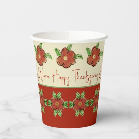 Ontwerper Thanksgiving Oranje Floral Papieren Bekers (Links)