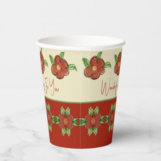 Ontwerper Thanksgiving Oranje Floral Papieren Bekers (Rechts)