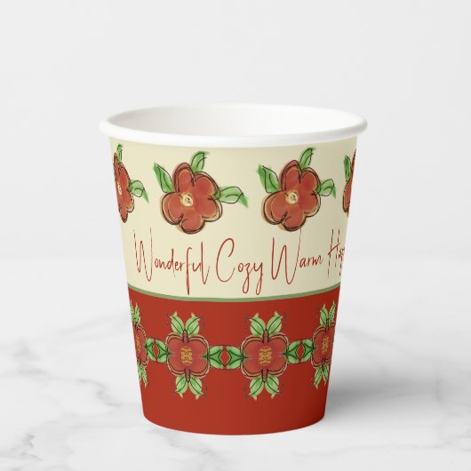 Ontwerper Thanksgiving Oranje Floral Papieren Bekers (Voorkant)