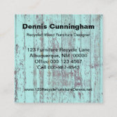 Ontwerper van aangepaste gerecycleerde houtsmeube Vierkante Visitekaartje (Achterkant)